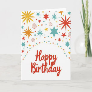 Tarjeta de cumpleaños con letra roja festiva