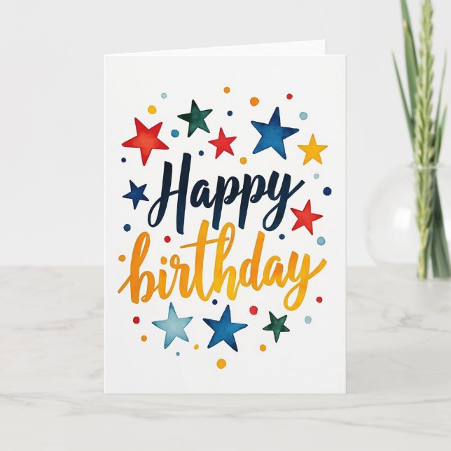 Tarjeta de cumpleaños con letra Vibrante (Anverso)