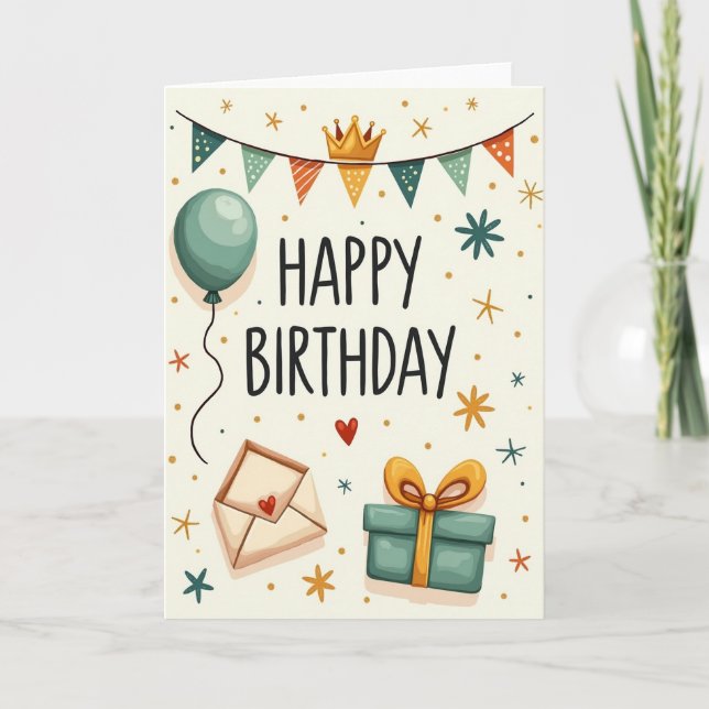 Tarjeta de cumpleaños con letras a mano (Anverso)