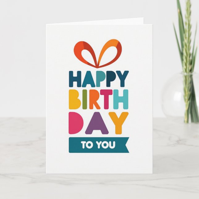 Tarjeta de cumpleaños con letras apiladas (Anverso)