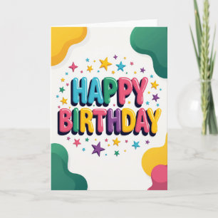 Tarjeta de cumpleaños con letras coloridas