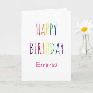 Tarjeta de cumpleaños con letras de arcoíris adora
