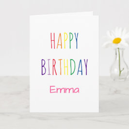 Tarjeta de cumpleaños con letras de arcoiris finas
