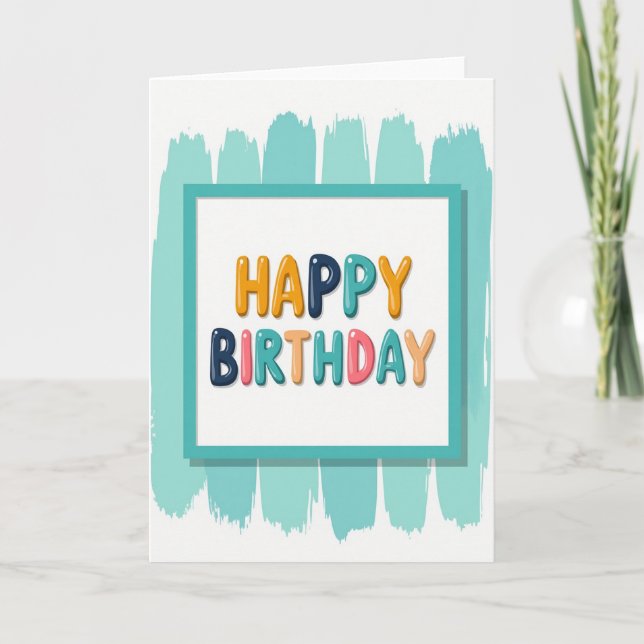Tarjeta de cumpleaños con letras de burbuja (Anverso)