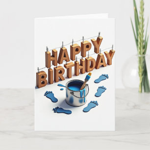 Tarjeta de cumpleaños con letras de madera
