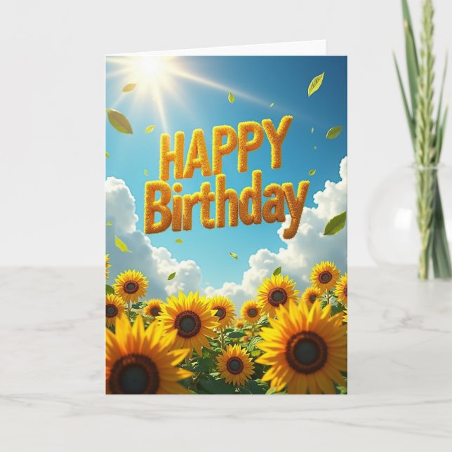 Tarjeta de cumpleaños con letras doradas (Anverso)