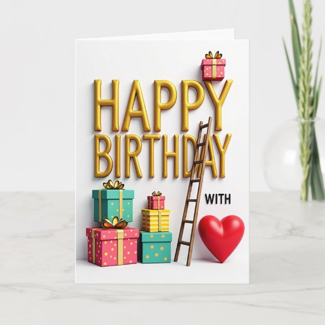 Tarjeta de Cumpleaños con Letras Dulces (Anverso)