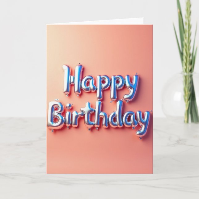 Tarjeta de cumpleaños con letras plateadas (Anverso)