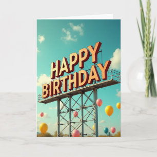 Tarjeta de cumpleaños con letrero al borde de la c