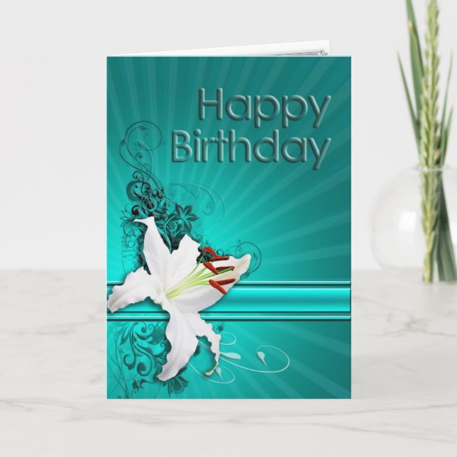 Tarjeta de cumpleaños con lirio (Anverso)