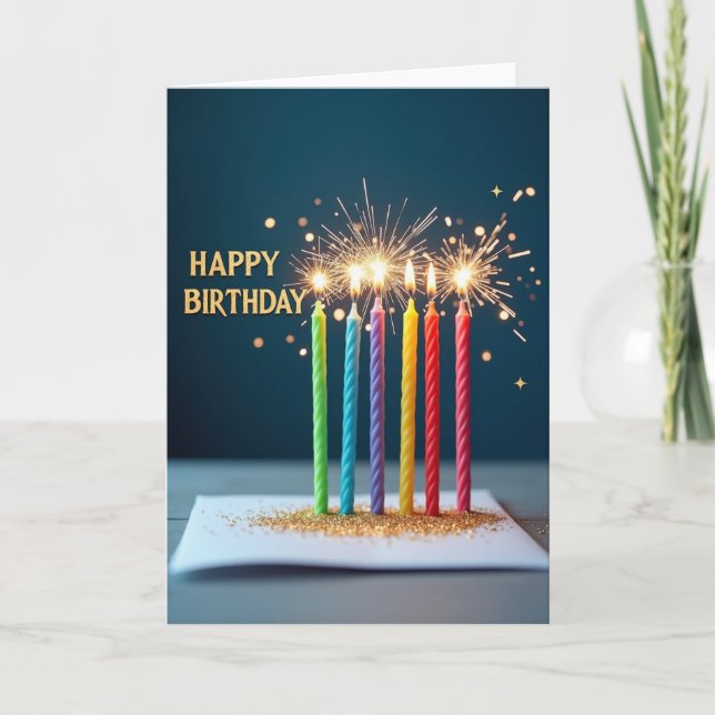 Tarjeta de cumpleaños con llama brillante (Anverso)