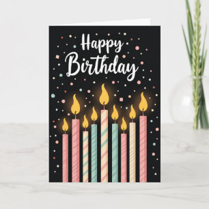Tarjeta de cumpleaños con llama brillante