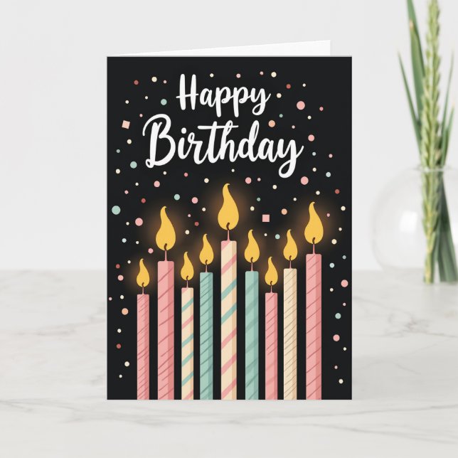 Tarjeta de cumpleaños con llama brillante (Anverso)