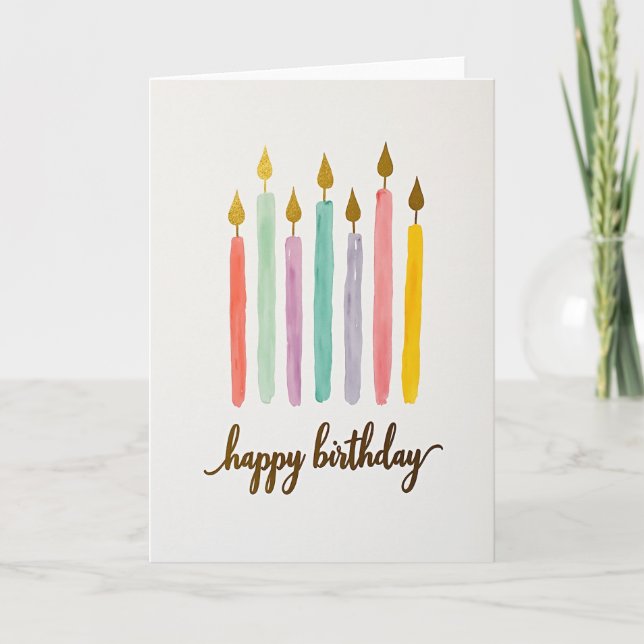 Tarjeta de cumpleaños con llama pastel (Anverso)