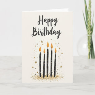 Tarjeta de cumpleaños con llamas escritas elegante