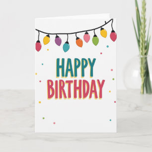 Tarjeta de cumpleaños con luces alegres
