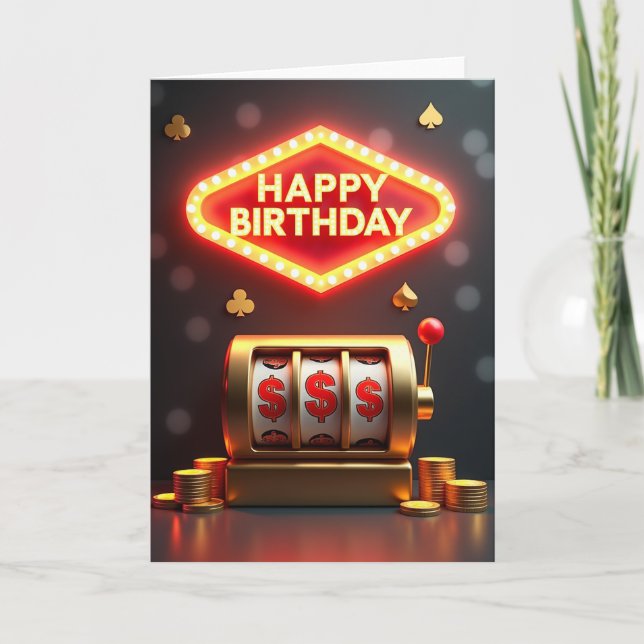 Tarjeta de cumpleaños con luces de marquesina (Anverso)