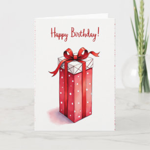 Tarjeta de Cumpleaños con Lunares Rojos