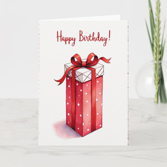 Tarjeta de Cumpleaños con Lunares Rojos (Anverso)