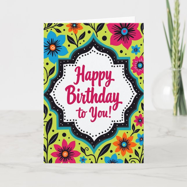Tarjeta de cumpleaños con marco alegre (Anverso)