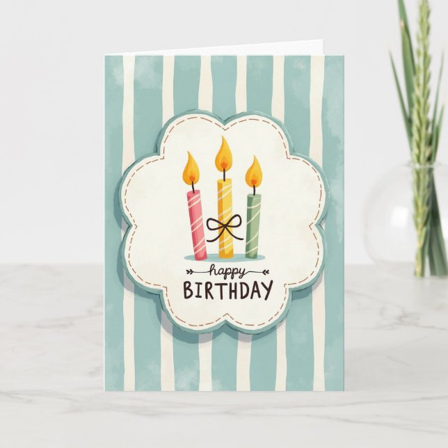 Tarjeta de cumpleaños con marco cosido (Anverso)