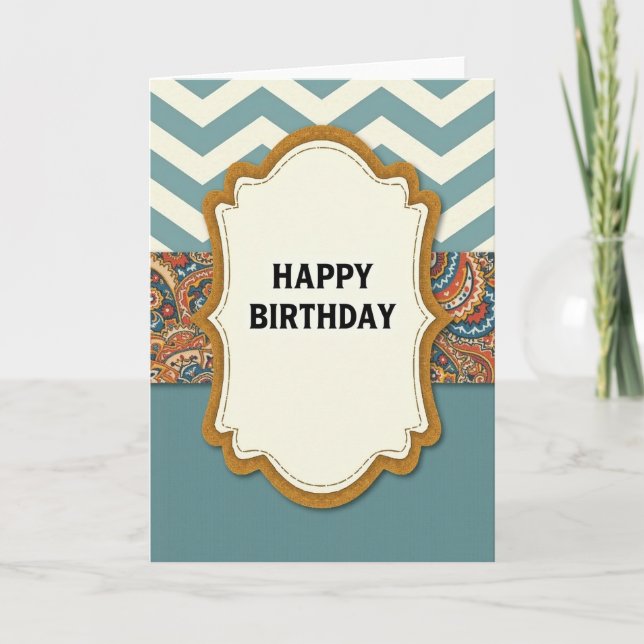 Tarjeta de Cumpleaños con Marco de Borde Ondulado (Anverso)