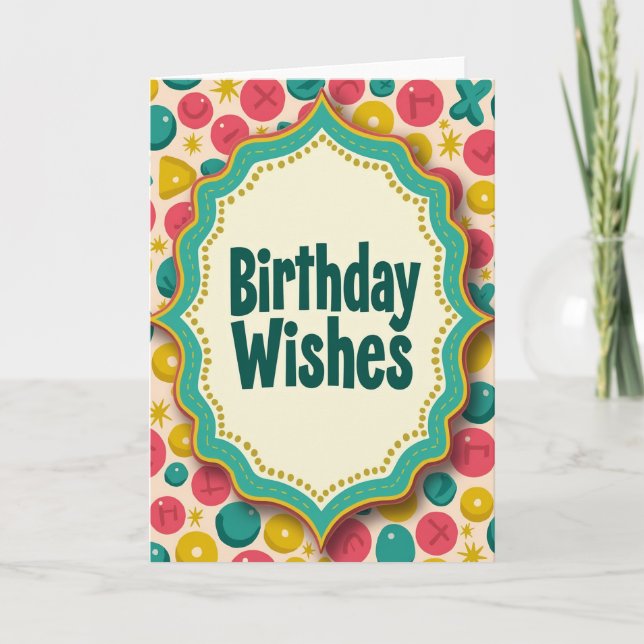 Tarjeta de cumpleaños con marco de festón (Anverso)