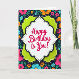 Tarjeta de cumpleaños con marco en capas alegre
