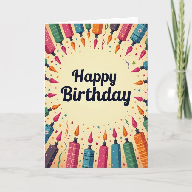 Tarjeta de cumpleaños con marco estampado alegre (Anverso)