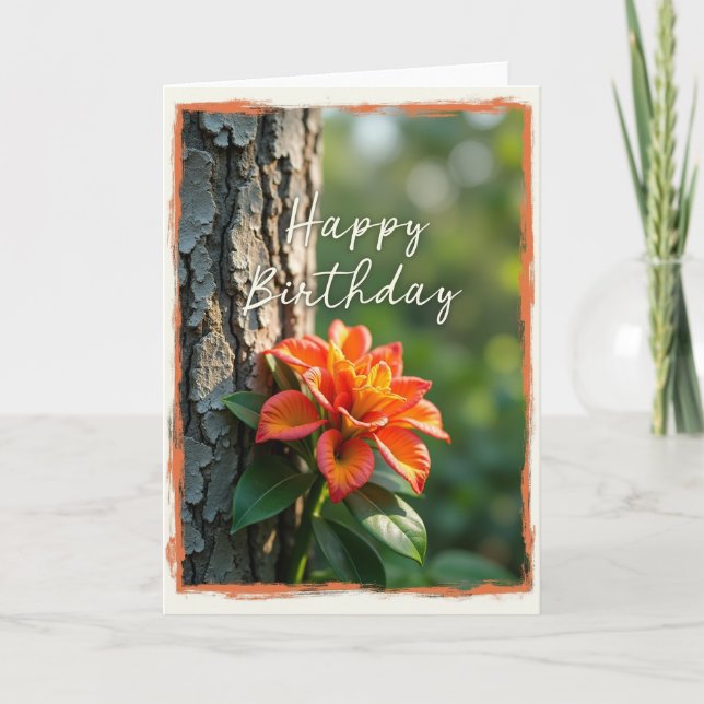 Tarjeta de cumpleaños con marco rústico (Anverso)