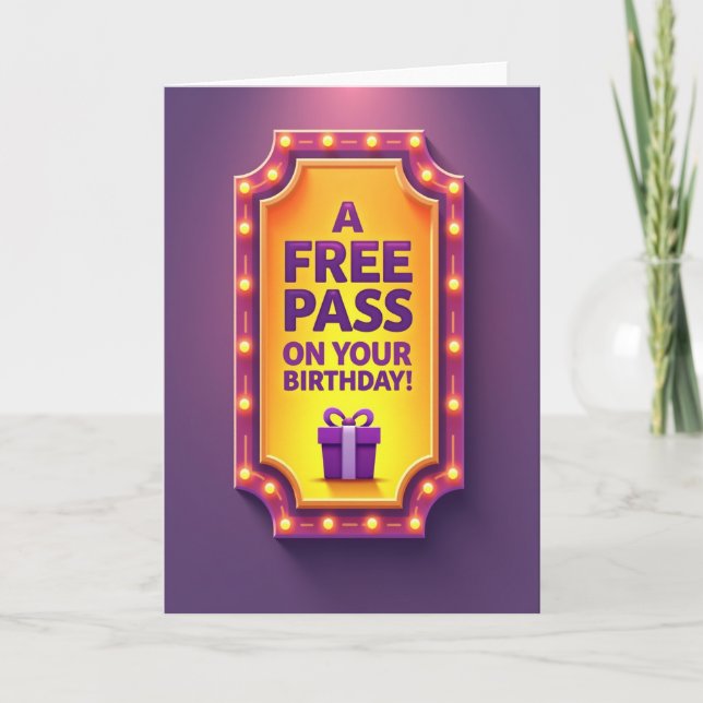 Tarjeta de cumpleaños con marquesina de amatista (Anverso)
