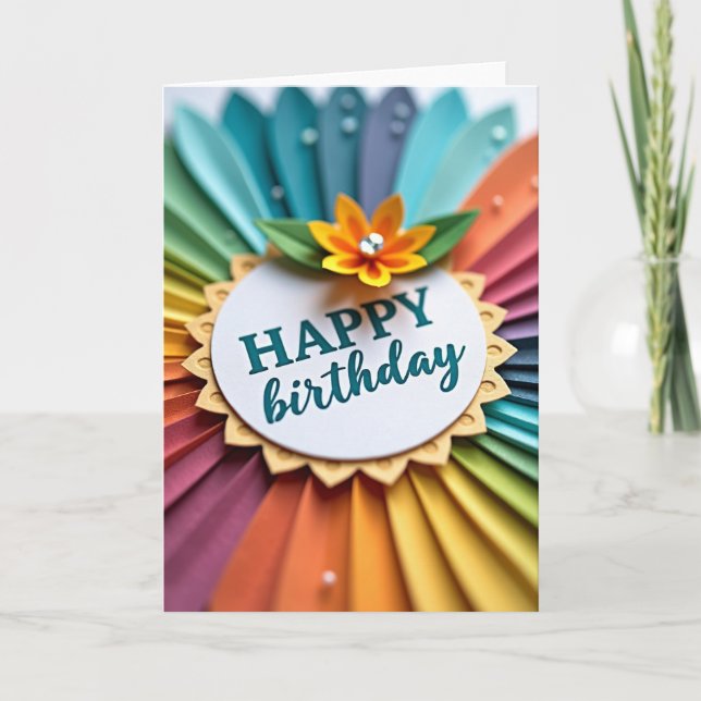 Tarjeta de cumpleaños con medallón escalonado (Anverso)