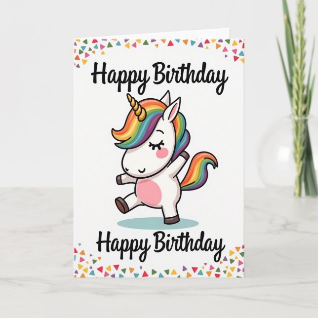 Tarjeta de cumpleaños con melena arcoíris dulce (Anverso)