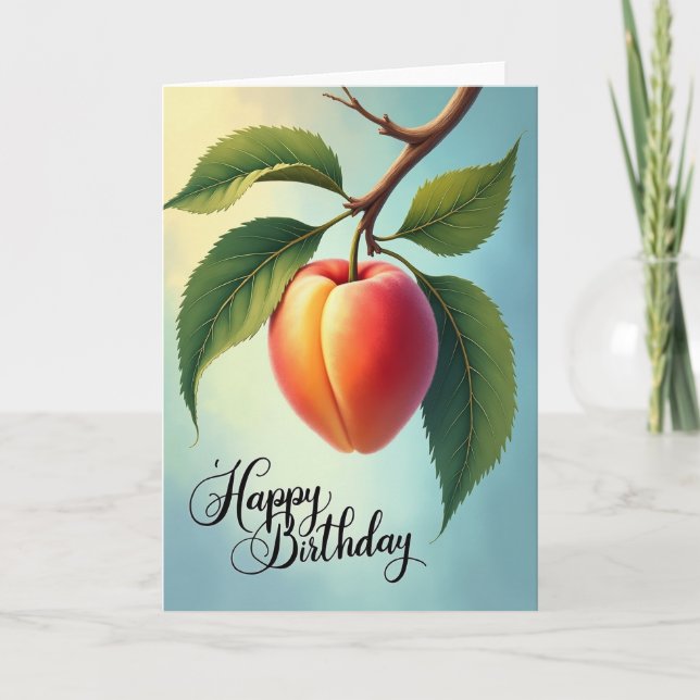 Tarjeta de cumpleaños con melocotón dulce (Anverso)