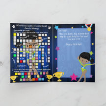Tarjeta de cumpleaños con mensaje secreto de gimna