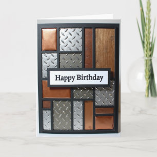 Tarjeta de cumpleaños con mosaico industrial