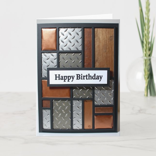 Tarjeta de cumpleaños con mosaico industrial (Anverso)