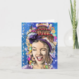 Tarjeta de cumpleaños con mujer feliz - Graciosa