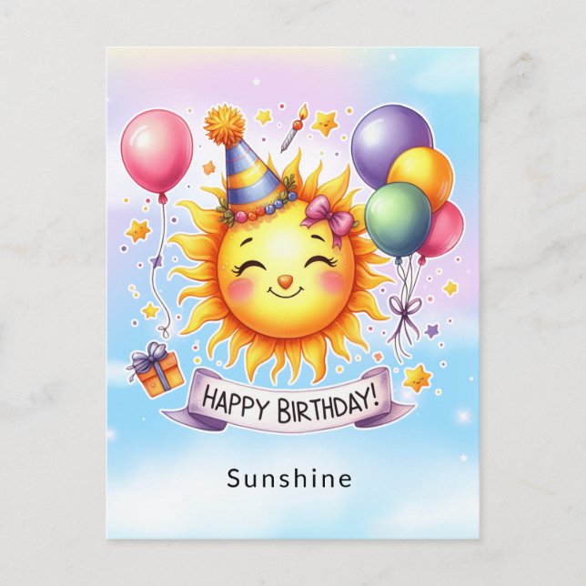 Tarjeta de Cumpleaños con Nombre Personalizado Sun (Anverso)