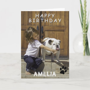 Tarjeta de Cumpleaños con Nombre y Huella de Pata 