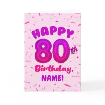 Tarjeta de cumpleaños con número de globo 80 perso