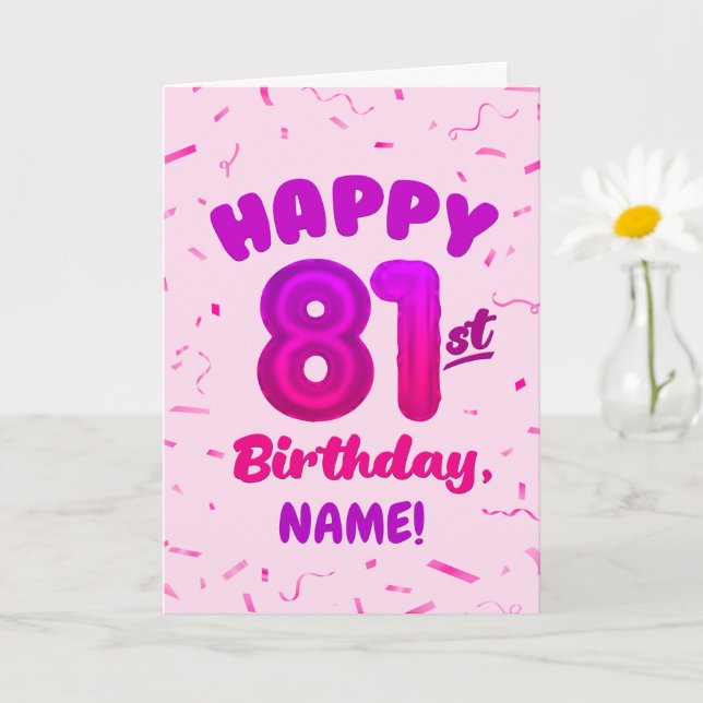 Tarjeta de cumpleaños con número de globo 81 perso (Planta pequeña)