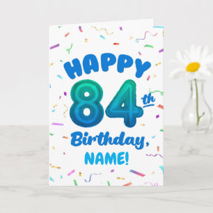 Tarjeta de cumpleaños con número de globo 84 perso
