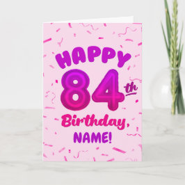 Tarjeta de cumpleaños con número de globo 84 y nom