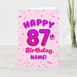 Tarjeta de cumpleaños con número de globo 87 y nom