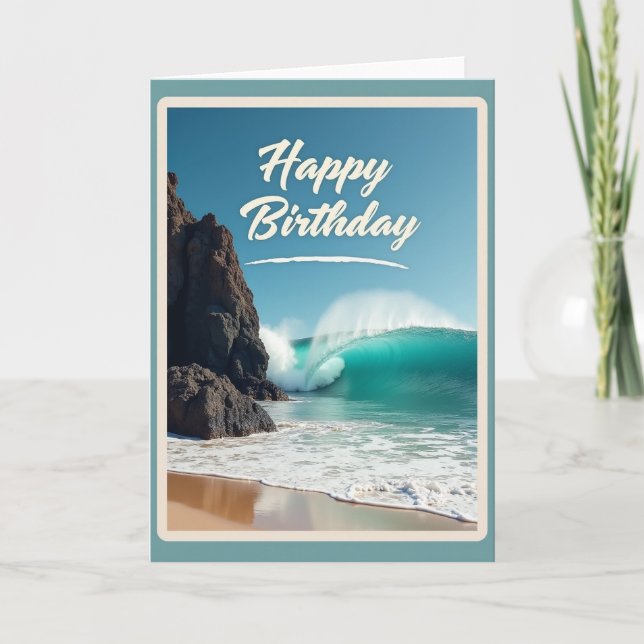 Tarjeta de cumpleaños con ola alegre (Anverso)