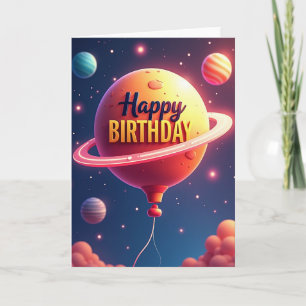 Tarjeta de cumpleaños con orbe celestial
