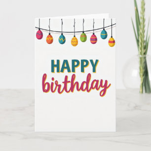 Tarjeta de cumpleaños con orbe festivo