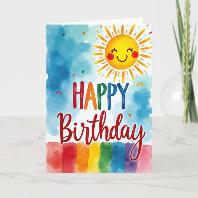 Tarjeta de cumpleaños con orbe sonriente (Anverso)