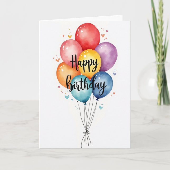 Tarjeta de cumpleaños con orbes de acuarela (Anverso)